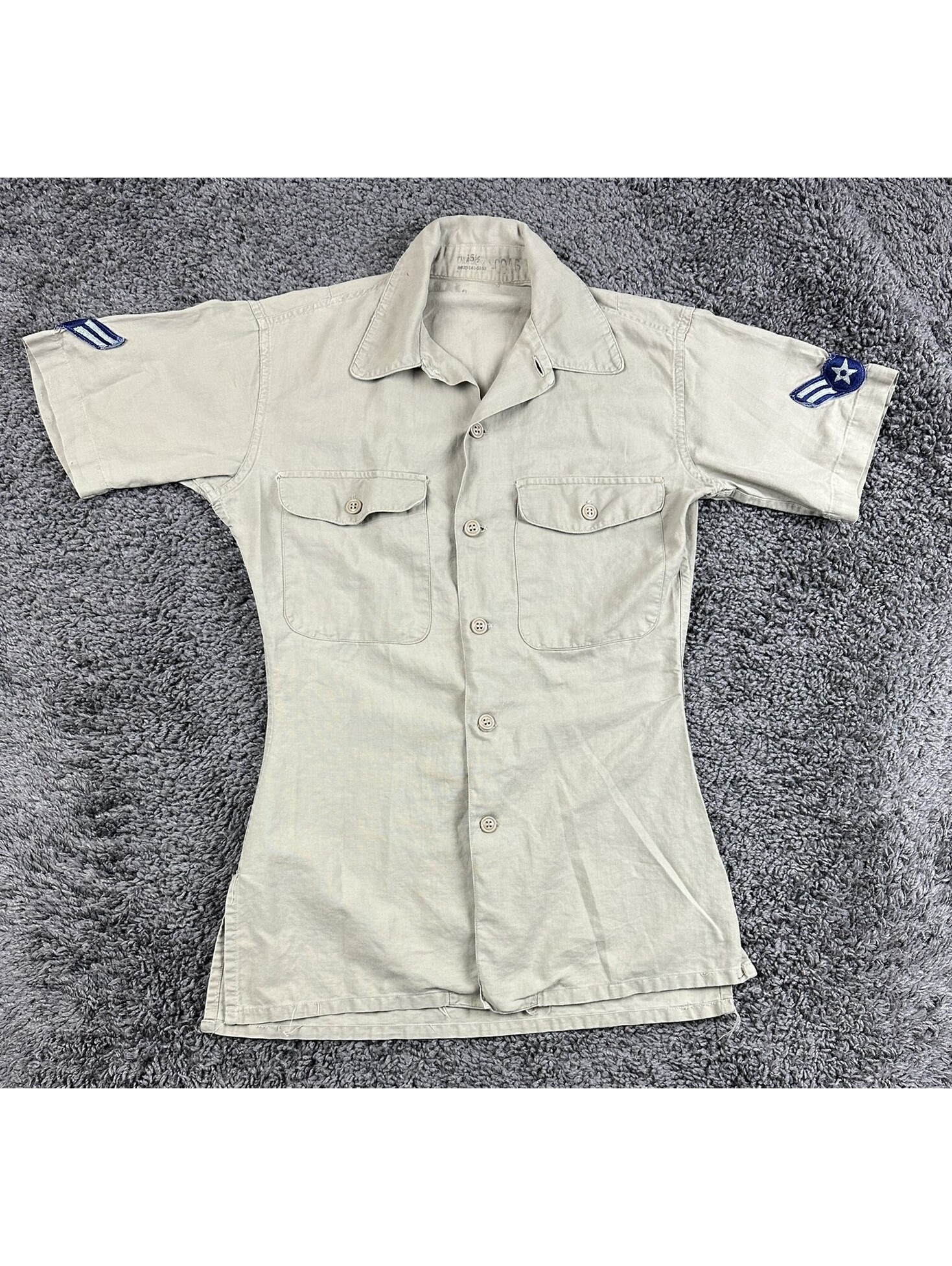 Vtg 1956 Usaf Tan Tropical Shirt Mens Air Force Military Cotton Uniform 15.5 M